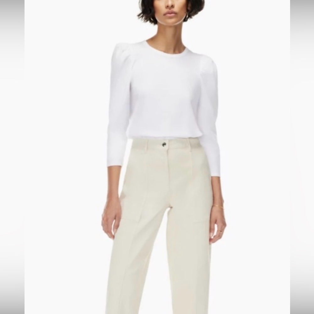 Aritzia Wilfred Miranda White Long Sleeve Top puff sleeves small